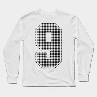 Plaid Number - 9 - Dark Long Sleeve T-Shirt